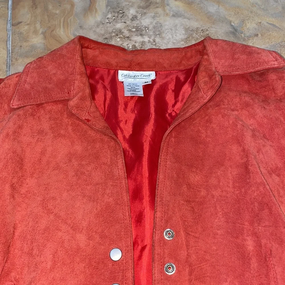 Coldwater Creek size medium rust orange 100% vintage suede leather jack… - Picture 5 of 11
